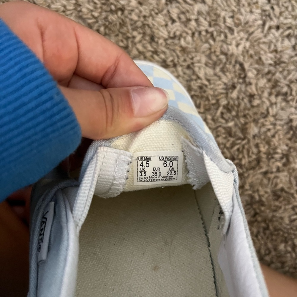 light blue/cream checkered vans